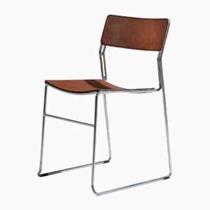 Sedia in pelle e metallo, anni '70