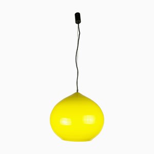 Gelbe & Weiße Incamiciato Murano Glas Hängelampe von A. Pianon für Vistosi, 1960er