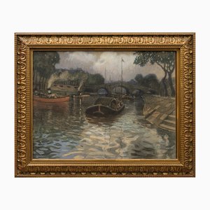 Rudolf Quittner, Seine-Kanal, 1904, Pastell, Gerahmt