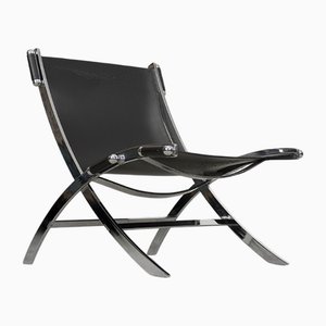 Vintage Italian Minimalist Leather Chair, 1980s