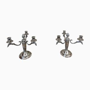 Silver-Plated Candlesticks, 1950, Set of 2