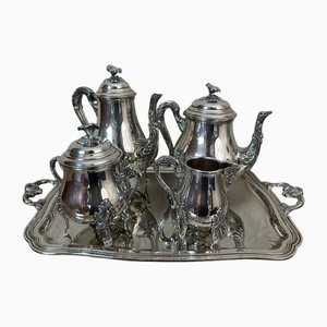 Rococo-Style Silver-Plated Metal Service, 1900, Set of 5