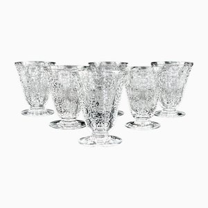 Bicchieri antichi Art Deco in cristallo Baccarat con incisione in cristallo Michelangelo Design, 1920, set di 6
