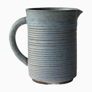 Mid-Century Modern Ceramic Turquoise Ribbed Jug, 1960
