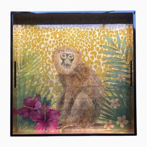 Monkey Lacquered Square Tray by Les Ottomans