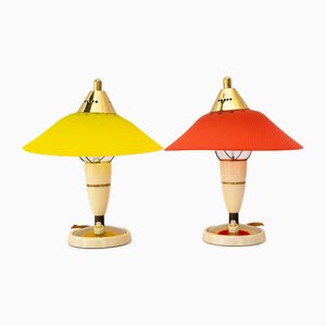 Rote & Gelbe Acrylglas Tischlampen von Rupert Nikoll, Wien, Österreich, 1960er, 2er Set