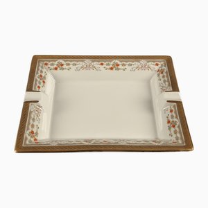 Porcelain Ashtray with Gold-Plated Flowers from Limoges, France, 1970s