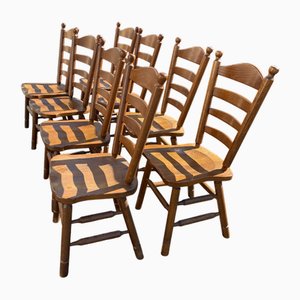 Dutch High-Back Chairs in Oak by Oisterwijk, 1960s, Set of 4