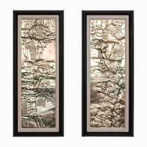 Georg Klimt, Jugendstil Reliefs of Demeter & Dionysus, 1900, Silver Plated Copper
