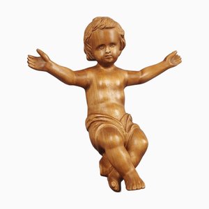 Handcrafted Carved Wood Sculpture of a Child, Italy, 20th Century