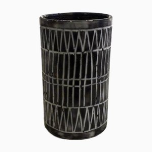Small Mid-Century Modern Scroll Vase with Incised Geometric Decoration, 1950s