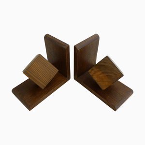 Cube Bookends on Points in Wood, 1960s, Set of 2