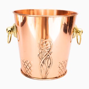 Portabottiglie Art Deco in rame e ottone, Vienna, Austria, anni '20