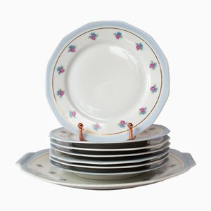 French Porcelain Dessert Service by F. D. Chauvigny, 1930s-1940s, Set of 8