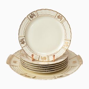 Dessert Set in Porcelain by A. Lanternier & Cie for Limoges, 1920s, Set of 7