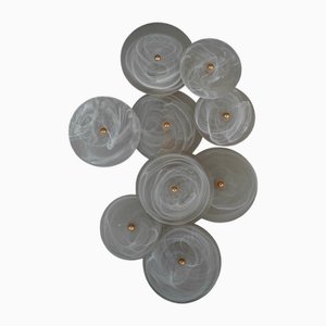 Applique Murale en Verre de Murano Blanc et Laiton, 2000