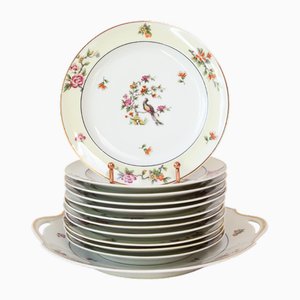 Antique French Dessert Service for 11 by A. Lantenier for Limoges, 1910s, Set of 12