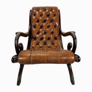 English Tufted Leather Armchair, 1970s