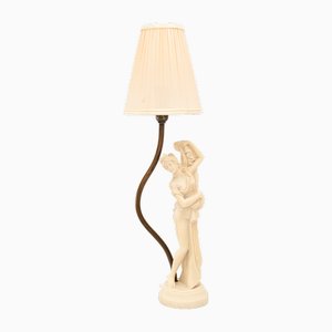 Cast Artificial Marble Table Lamp with Fabric Shade, Vienna, Austria, 1960s