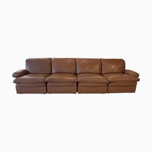 Vintage Italian Modular Sofa in Cognac Leather, 1970, Set of 8