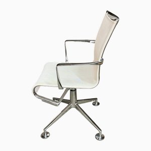 Meetingframe 44 Desk Chair in White Mesh with Chrome-Plated Aluminum Frame by Alberto Meda for Alias