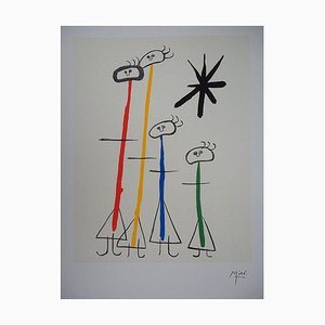 Joan Miro, Surreale Familie mit Stern, Lithographie, 1970er