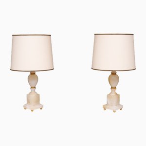 Small Hollywood Regency Marble Table Lamps, Italy, 1970s, Set of 2