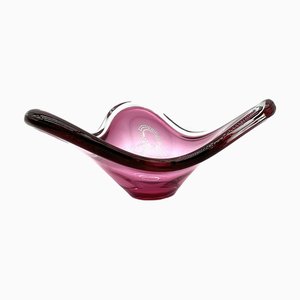 Scandinavian Pink Coquille Glass Bowl by Paul Kedelv for Flygsfors, 1960s