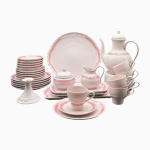 Vintage Rosé Porcelain Coffee Service from Hutschenreuther, Germany 1970s, Set of 32