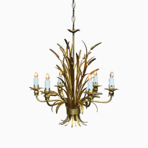 Neoclassical Art Deco Golden Ceiling Fixture attributed to Maison Bagues, France, 1960s