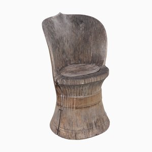 Antiker norwegischer Kubbestol Stump Chair mit Schnitzereien, 1800er