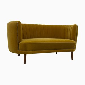 Danish Curved Banana Sofa in Velour, 1950s