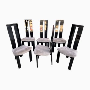 Black and Grey Chairs, 1980, Set of 6