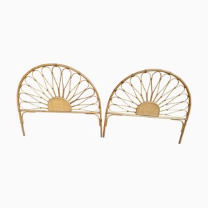 Testiere del letto in bambù e vimini, Francia, anni '60, set di 2
