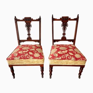 Antique English Mahogany Chairs, 1890s, Set of 2