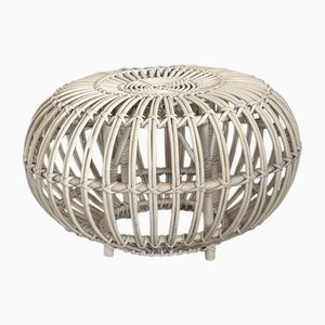 Mid-Century Italian Rattan Bamboo Margherita Stool or Ottoman attributed to Franco Albini, 1950s