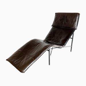 Chaise longue Skye de cuero negro de Tord Björklund para Ikea, años 70