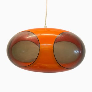 Space Age UFO Pendant Lamp in Orange Plastic from Massiv Belgium, 1970s