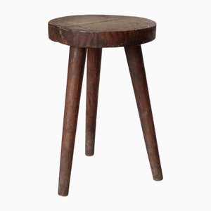 Vintage Dreibeinhocker aus Holz, 1970er