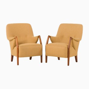 Mid-Century Scandinavian Lounge Chairs in Teak and Wool, 1960s, Set of 2