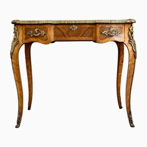 Table Console de Style Louis XV en Marqueterie en Noyer