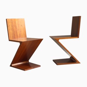 Sedie Zig Zag di Gerrit Rietveld per Cassina, anni '80, set di 2