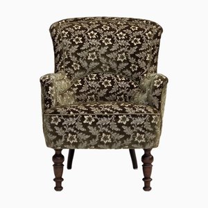 Poltrona in velluto verde e legno di frassino, Danimarca, anni '50