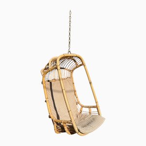 Silla colgante vintage de ratán, 1970