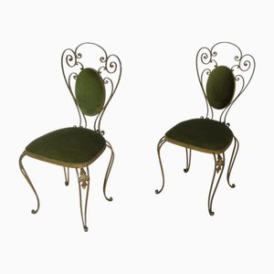 Stühle aus Samt & Schmiedeeisen von Pier Luigi Colli, 1950er, 2er Set