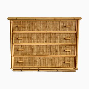 Italienische Kommode aus Korbgeflecht & Rattan, 1970er