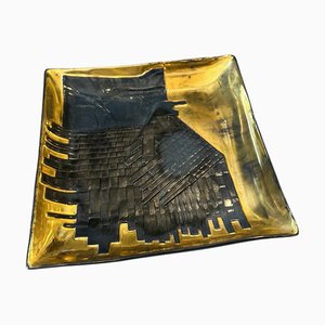 Postmodern Italian Gold and Black Ceramic Vide Poche from Capodimonte, 1980s