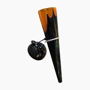 Postmodern Orange and Black Murano Glass and Metal Wall Sconce by I Tre, 1980s