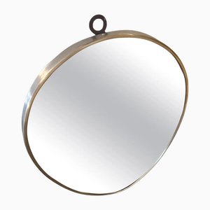 Specchio da parete Mid-Century moderno in ottone, Italia, anni '50