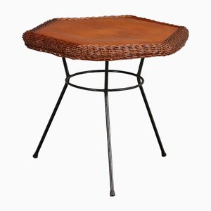 Table Basse Vintage en Bois et Métal Emaillé, Italie, 1960s